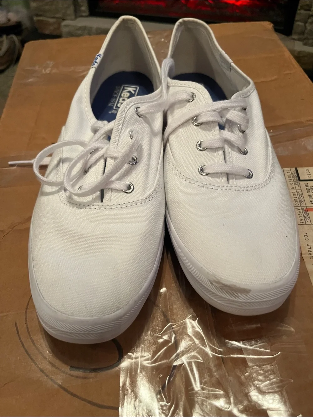 Keds White Canvas Low-Profile Lace-Up Sneakers